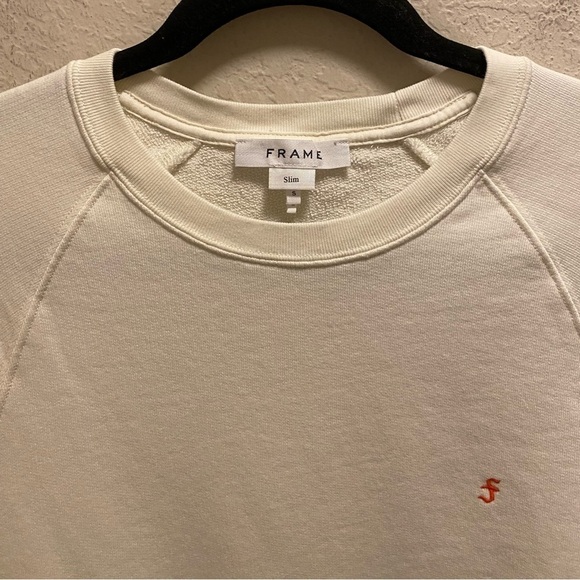 Frame Off White Slim Fit Crewneck Sweatshirt With Embroidered " F" Size Small - Picture 3 of 10